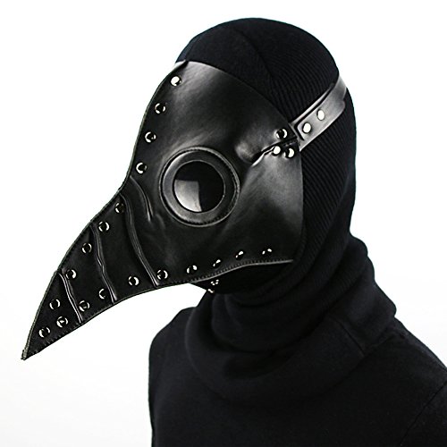 XY Fancy Plague Doctor Mask Bird Beak Cosplay Props Steampunk Halloween Party Leather Mask (Black 2)