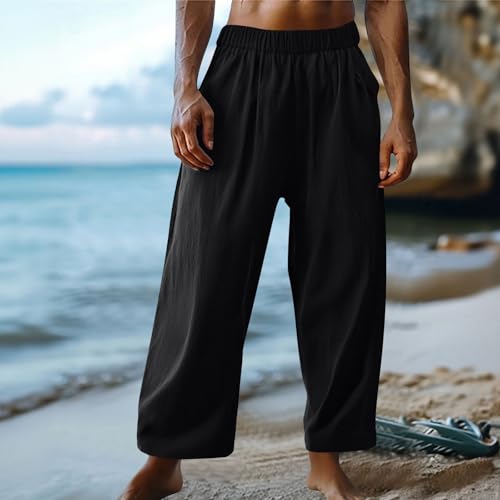 Mens Loose Pants Casual Comfy Spring Lounge Trousers Straight Leg Baggy Drawstring Pants Pockets Breathable2