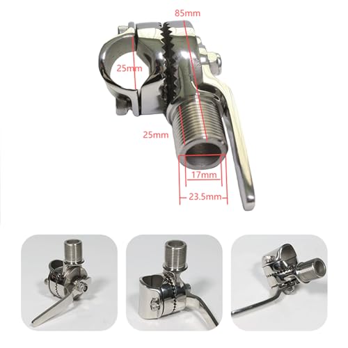Image of Marine VHF Antenna Mounts, Ratchet Mount, 316 Stainless Steel Rail Mount Adjustable Antenna Base for Boat (Clamp-on Antenna), Silver