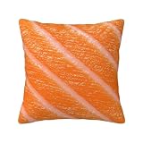 Ideeze Salmon Sushi Sashimi Throw Pillow Home Set Comfortable Square Velvet Pillowcase Bed Sofa Decoration Living Room Office Cushion Cover 18'x18'Inches