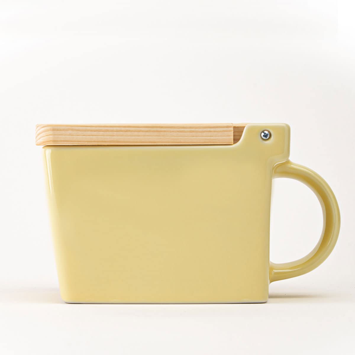 Zero Japan Bee House Premium Salt Box with Hinoki Lid - Container for Sea Salt and Spices - Elegant Cellar for Kitchen Countertop - Banana Yellow, 16 oz