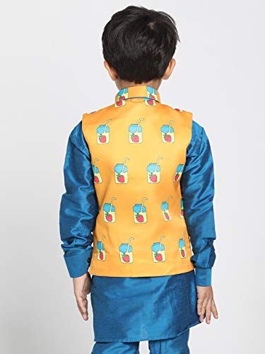 Image of JBN Creation Light Blue Cotton Silk Blend Boys Nehru Modi Jacket