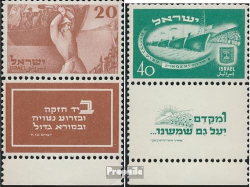 Sellos de Israel MNH 1950 Prophila 30-31 con Tab de la Independencia Edición Completa
