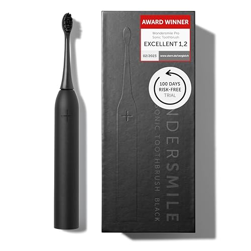 Wondersmile Sonic Toothbrush PRO - Test Winner 2025-100 Days Risk-Free Test - Electric Toothbrush with 4 Cleaning Programmes - Smart Brush Head (Ultimate Black)