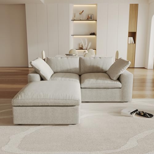 Cloud Modular Sectional Sofa Couch,80.3" L Shaped Convertible Couches with Storage Ottoman for Living Room,Minimalist Deep Sofa Couches,Sofa Covers Washable&Replaceable
