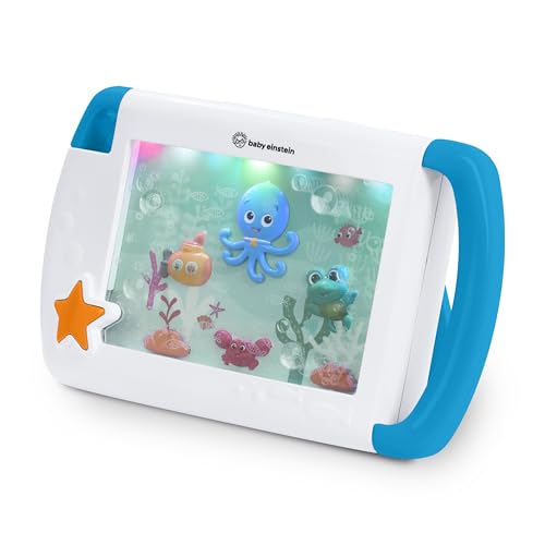 Baby Einstein On-the-Go Sea Dreams Soother tragbares Baby-Tablet-Spielzeug mit Musik und Lichtern leicht zu greifen für kleine Hände mit Kinderwagenclip für Neugeborene ab 0 Monaten