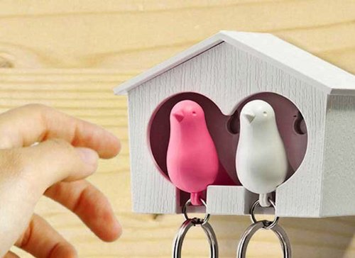 Cartal Qualy  Sparrow y BIRDHOUSES Llavero Duo