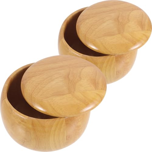 Boîte en bois pour pièces d'échecs et go avec couvercle grande capacité lot de 2