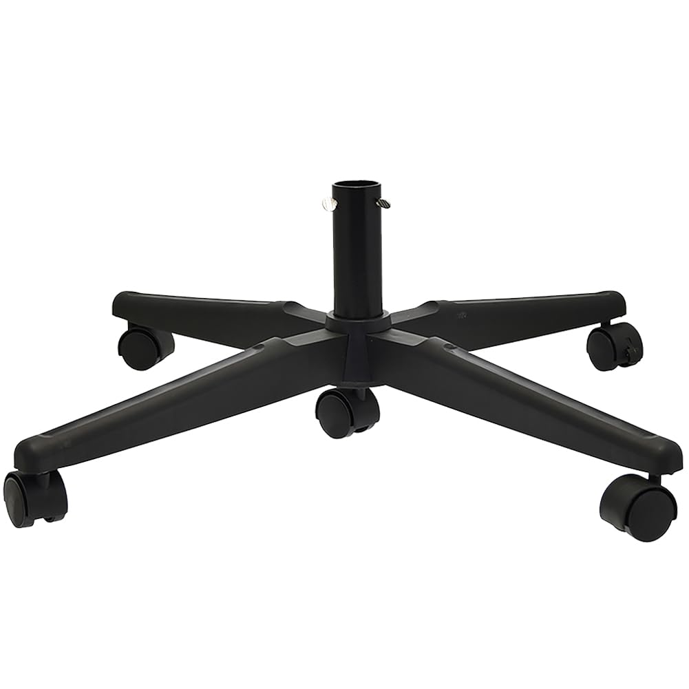 BAKAJI Base Albero di Natale in Plastica con Ruote, Supporto Versatile Regolabile Nero con Rotelle Piroettanti con Blocco e Attacco Universale, Resistente ed Ergonomico 69 x 22 x 50 cm