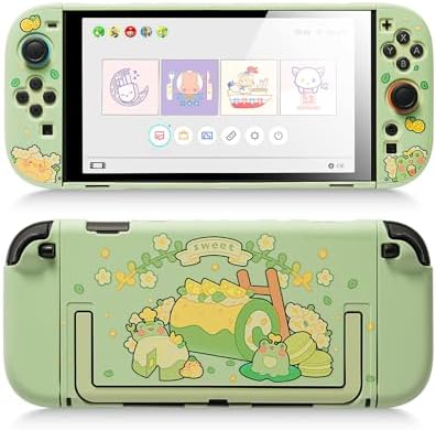 GeekShare Protective Case Compatible with Switch 2, Hard PC Slim Dockable Shell Cover Designed for Switch 2 Game Console and Joy Con Controllers - Matcha Froggy