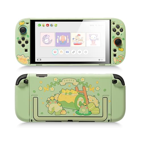 GeekShare Housse de protection compatible avec Switch 2, Coque PC dure et fine, design dockable pour console Switch 2 et contrôleur JC – Grenouille de matcha