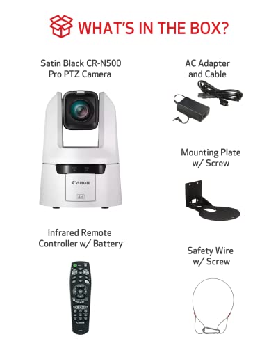 Canon Cr-N500 Pro Ptz Camera Wh 15X Optical Zoom Lens, 1” 4K 30P Dual Pixel Af Sensor, 3G-Sdi, Hdmi, Ip Video Out, Ndi Hx2, Srt- Church, Live Events, Streaming Conference, Classroom, Esports, Vlogging #TOP7