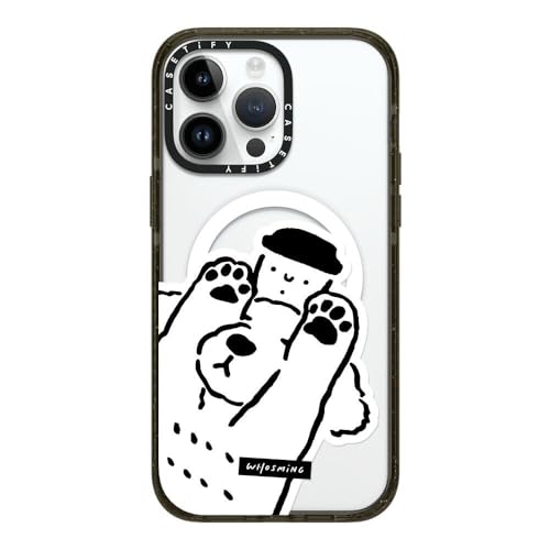 CASETiFY �C���p�N�g iPhone 14 Pro Max �P�[�X [MIL�K�i���� (4x MIL-STD-810G)/2.5m����̗����������N���A/MagSafe �ɑΉ�] - DOG LOVES COFFEE - �u���b�N