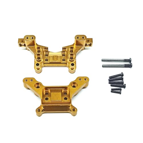 Image of 2PCs Front & Rear Metal Shock Mount Parts, RC Car Upgrade Parts, 16170 16180, for Hyper Go H16BM H16GT H16DR Jetwood MJX 1 /16 Scale RC Car (Gold)