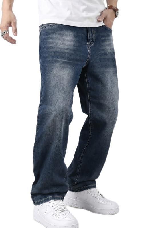 JMIERR Herren Baggy Jeans Weite Jeanshose Y2K Denim Streetwear Raw Jogginghose Loose Fit Männer Hip Hop Jeanspants S-3XL
