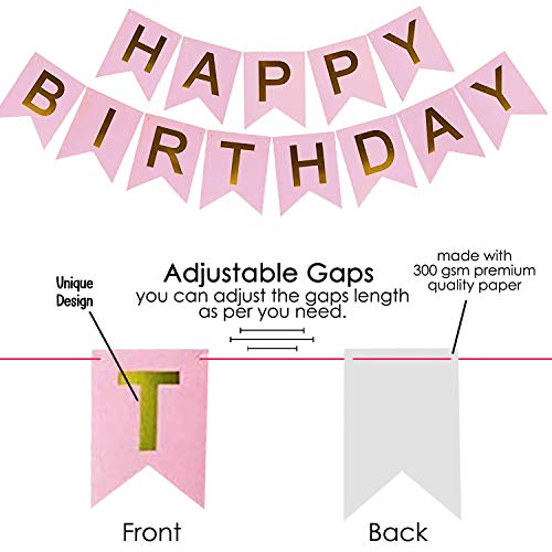 Image of Party Propz Pink Happy Birthday Banner With Led Light Decoration Items For Girls, Boys,Kids Bday Decorations Kit /Birtday Supplies /Lights Combo Pack Set /Princess, First, 2nd, Cake Smash Theme