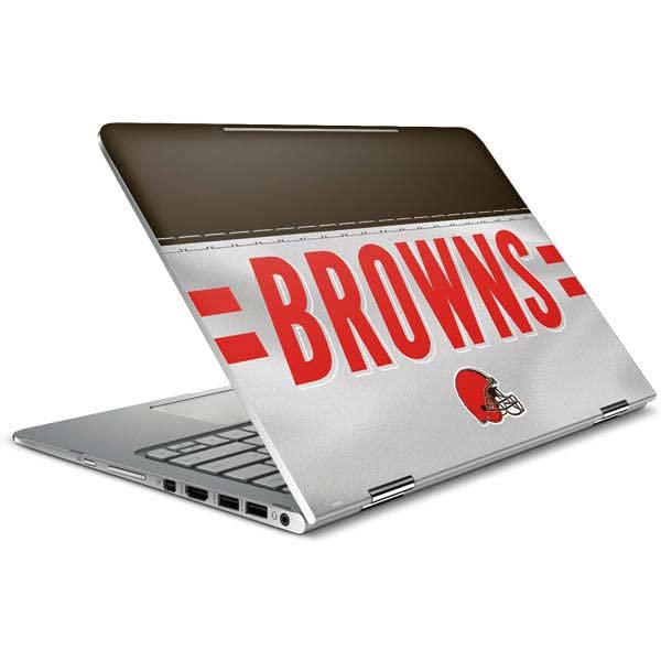 Skinit Decal Laptop Skin Compatible with Spectre x360 15.6in (2-in-1) - Officially Licensed NFL Cleveland Browns White Striped Design