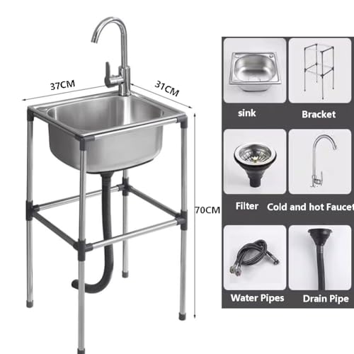 Fregadero de acero inoxidable portátil para restaurante lavandería y negocio 3