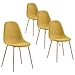 GOLDFAN 4er Set Esszimmerstuhl Moderner Küchenstuhl Polsterstuhl Wohnzimmerstuhl Stuhl aus Stoff mit Metallbeine, Gelb