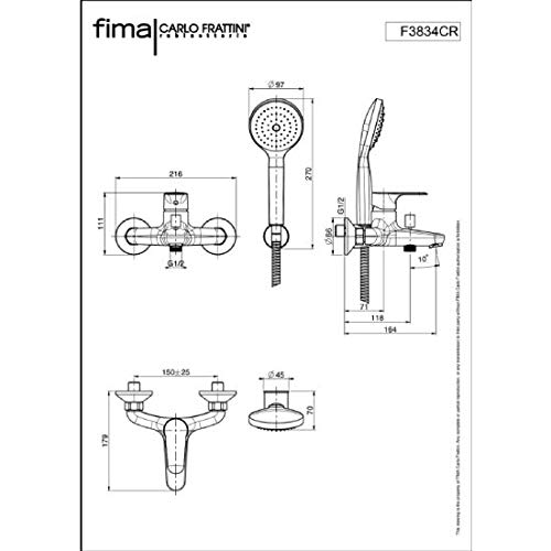 FIMA CARLO FRATTINI - Miscelatore Esterno Vasca Carlo FRATTINI Serie 22 F3834CR - F3834CR