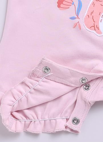 Image of Smart Baby Dungaree Set for Baby Girls 0-12 Months | Cotton Romper with T-Shirt | Soft & Breathable Fabric | Snap Button Closure for Easy Diaper Change