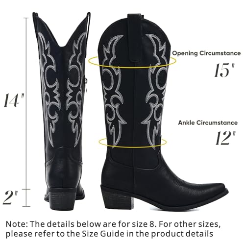 Image of Cowboy Boots for Women, Cowgirl Boots with Embroidered and Chunky Heel, Ideal for Daily Wear and Country Fashion