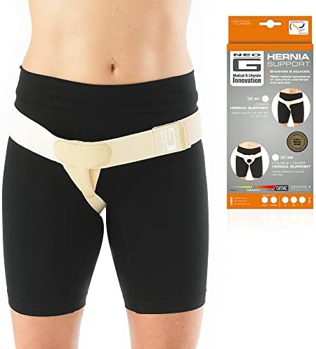 Neo-G Lower Hernia Support for Men and Women - Inguinal Hernia Support - Hernia Belt Reduces Symptoms of Overstrain & Exertion - Truss for Hernia Breathable & Adjustable (Medium, Right)