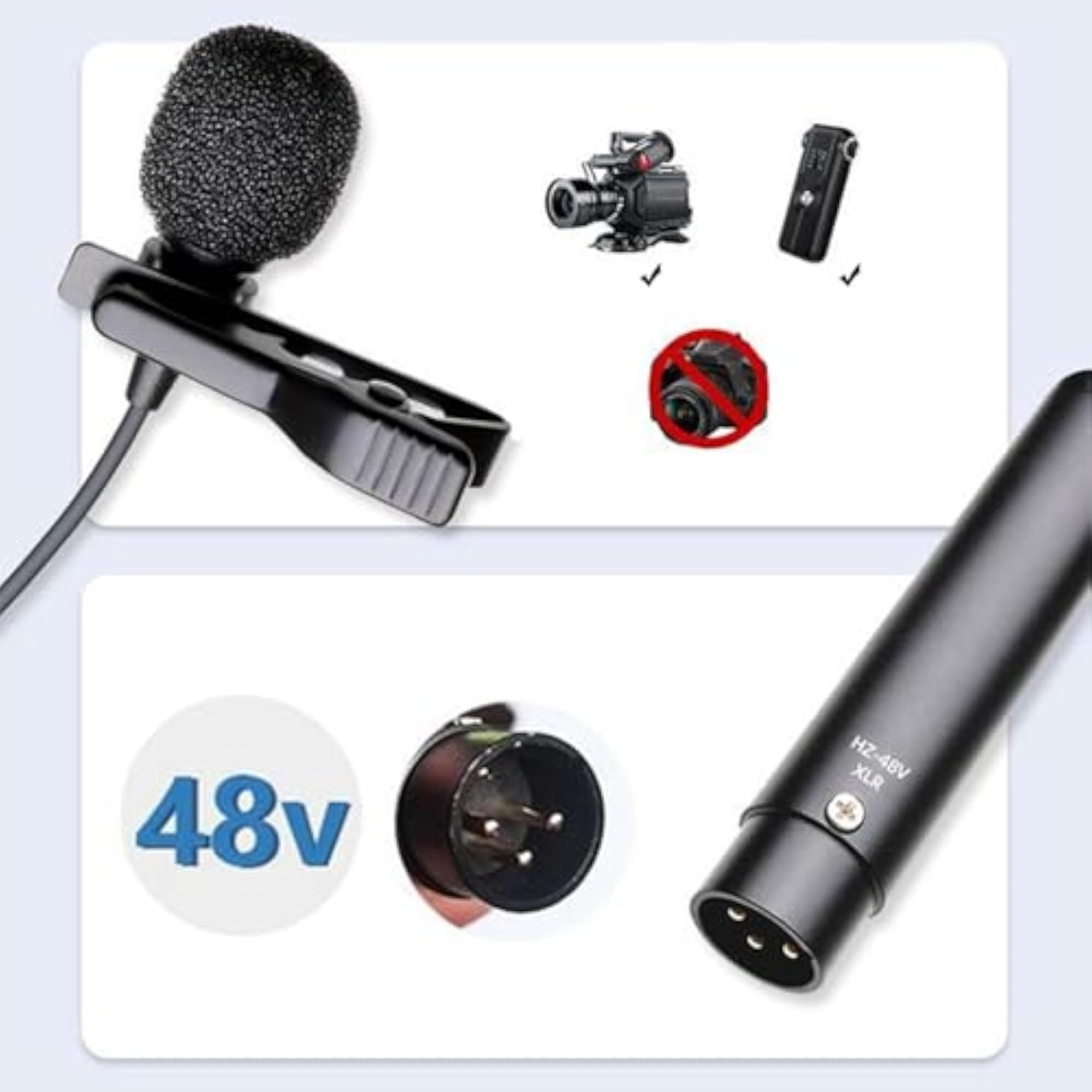 Lapel Microphone with Sturdy XLR Collar Clip