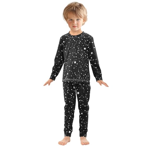 ALAZA Constellation Starry Space Black 2 Piece Pajama Set Long Sleeve Top and Pants Sleepwear Unisex3