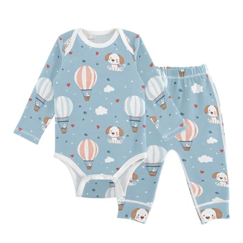 vvfelixl Baby Bodysuits Pants Sets Cute Dog Air Balloon Long Sleeve Baby Onesie Clothes for Boys Girls 3-6M