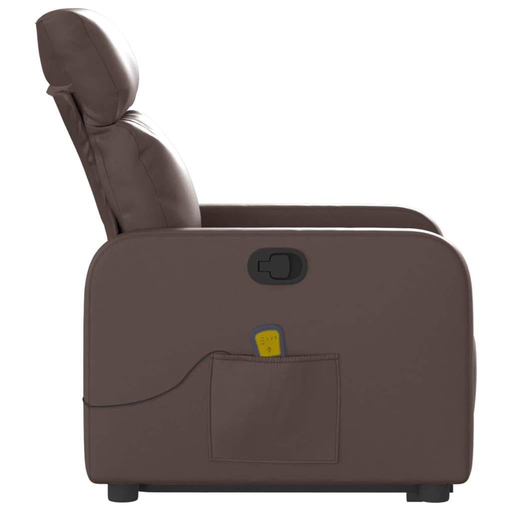 IKAYAA Sillón de Masaje con Elevador Levanta Personas Mayores Sillon Relax Reclinable Sillón Elevador Sofá Relax con Bolsillos Laterales Marrón