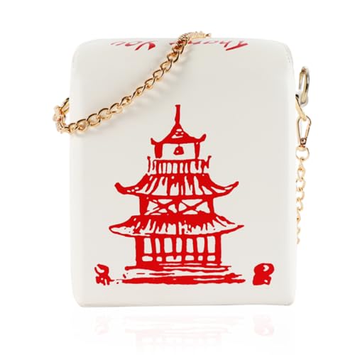 Chinese Takeout Shoulder Bag Purse for Women Tote Handbag with 2pcs Straps