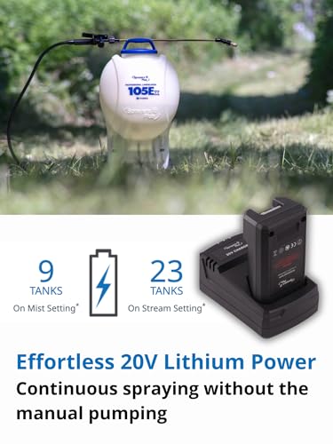 Sprayers Plus 105Ex Battery Knapsack Sprayer,15L Electric Backpack Sprayer with 20V Lithium Battery, Premium Brass Wand, Nozzles, Viton Seals O-Ring for Outdoor Lawn Care, General Gardening