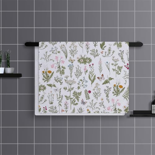 Geschirrtücher Grüne Pflanze Floral Handtücher Waffeltücher Küchentücher Geschirrhandtücher Saugfähige Trockentücher Küche Multi-Purpose Abtrockentücher Küche Handtuchset 4 Stück (40x60cm) – Bild 3