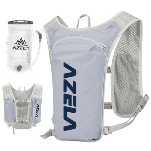 Flintronic Chaleco Hidratación Trail Running + 1.5 L Bolsa de Agua, Ultraligero Impermeable Mochila, para Deportes al Aire Libre, Correr, Ciclismo, Senderismo, Escalada, Gris