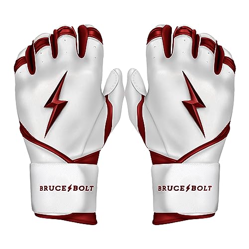 BRUCE BOLT Chrome Series Long Cuff Maroon Batting Glove - Maroon Youth XLarge