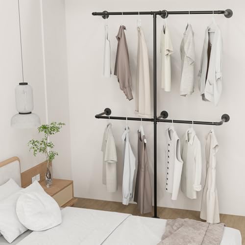 YheenLf Metal Perchero pie, Armario Abierto Vestidor, perchero pared, clothing rack, barra para colgar ropa, colgadores de ropa, Vestidores Armarios, 120x180cm - imagen 4