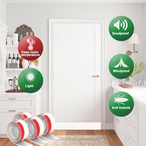 Image of 4 Pack Door Draft Stopper, Under Door Sweep for Exterior & Interior Doors, Weather Stripping Door Seal, Garage Window Blocker Noise Cold Air Insulation, Draft Guard White 2 inch W x 39 inch L