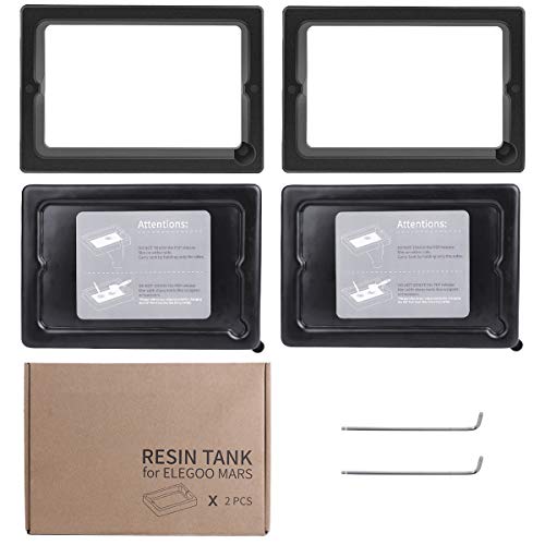 ELEGOO Serbatoio in resina metallo 2 pezzi per stampante 3D ELEGOO Mars con FEP preinstallato e 2 coperchi e 2 chiavi a brugola, vasca in resina per ELEGOO Mars, Photon ed Epax X1