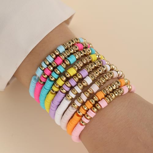 Friendship Bracelets for Women Heishi Clay Bead Bracelets Beaded Stretch Bff Bracelet Boho Stackable Bracelet Preppy Summer Beach Jewelry Party Favors4