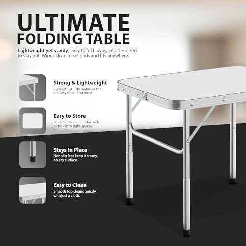 ZENO Folding Table 2FT | Camping Table | Folding Tables with Anti Slip Feet, Waterproof Top & Easy To Carry | Foldable Table Great for Indoor & Outdoor Use | Trestle Table | Adjustable Height - Image 6
