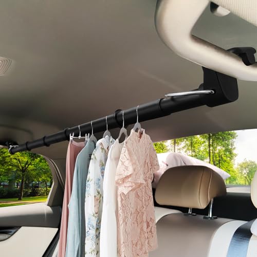 Beinhome Kleiderstange Auto, Ausbaufähig Vehicle Kleiderbügel mit Starken Metall und Gummigriffen Besten für Reisen, Kleiderständer Passend für die Meisten Autos SUV RVs, 76-160CM