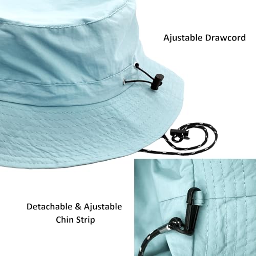 Image of woogwin Waterproof Bucket Rain Hat with Chin Strap Quick Dry Packable Boonie Sun Hat Safari Hat UV Protection