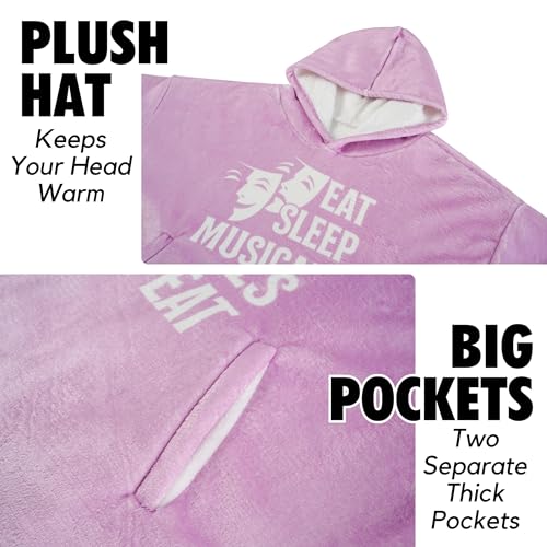 Image of Theater /Broadway Musicals Gifts for Women, Girls, Wearable Blanket Hoodie, Oversized Flannel Hooded Blanket, Plush, Cozy, Warm, One Size