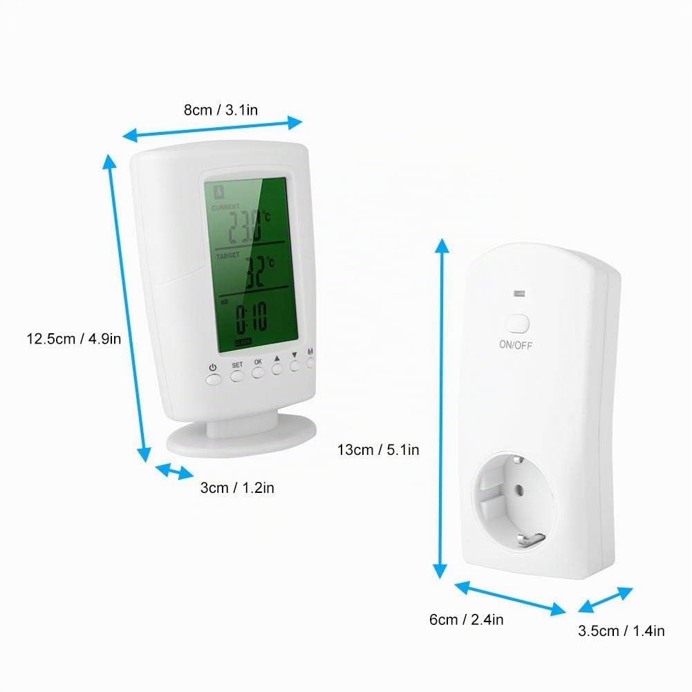 Vbestlife Enchufes Inalámbricos Inteligentes con Control Remoto Programable y Toma de Corriente de Control de Temperatura para el Hogar(Blanco)