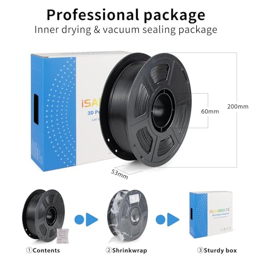 Image of iSANMATE Rapid PLA Filament 1.75mm Black 10KG, 3D Printer Filament Bundle, Dimensional Accuracy ±0.02mm, for Bambu Lab 3D Printers, AMS, AMSLite