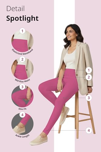 Image of Women's Cotton Lycra Ankle Length Leggings | Regular Rise, Soft 4 Way Stretch Fabric | Casual & Ethnic Wear