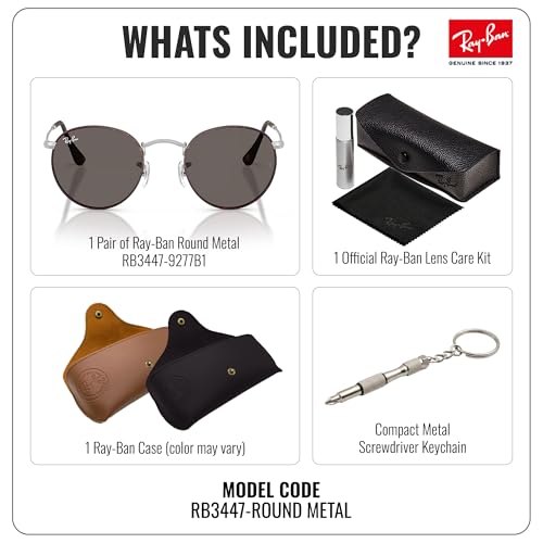 Image of Ray-Ban RB3447 ROUND METAL Round Shaped Sunglasses for Men with Official RAYBAN Eyewear Kit