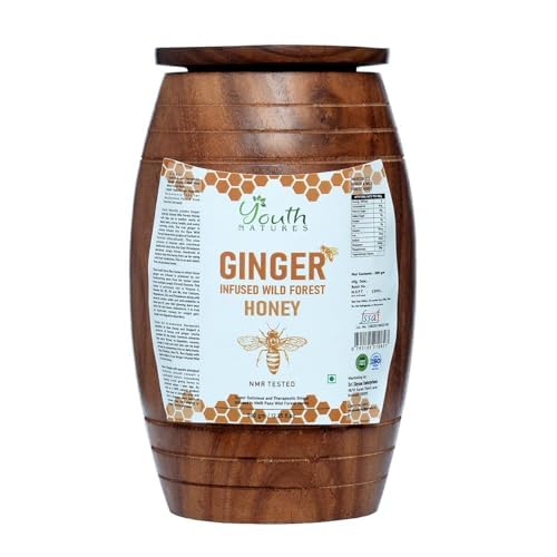 YOUTH NATURES - Pure Ginger Infused Honey - 500 ml in Sheesham Wood Container | Ancient Egyptian Style Unprocessed, Unpasteurized, NMR Tested for Purity | 100% Pure Raw Honey In Sheesham Wood Jar (Net weight 450ml Honey) (B0CL9Z86YC) Amazon Price History, Amazon Price Tracker