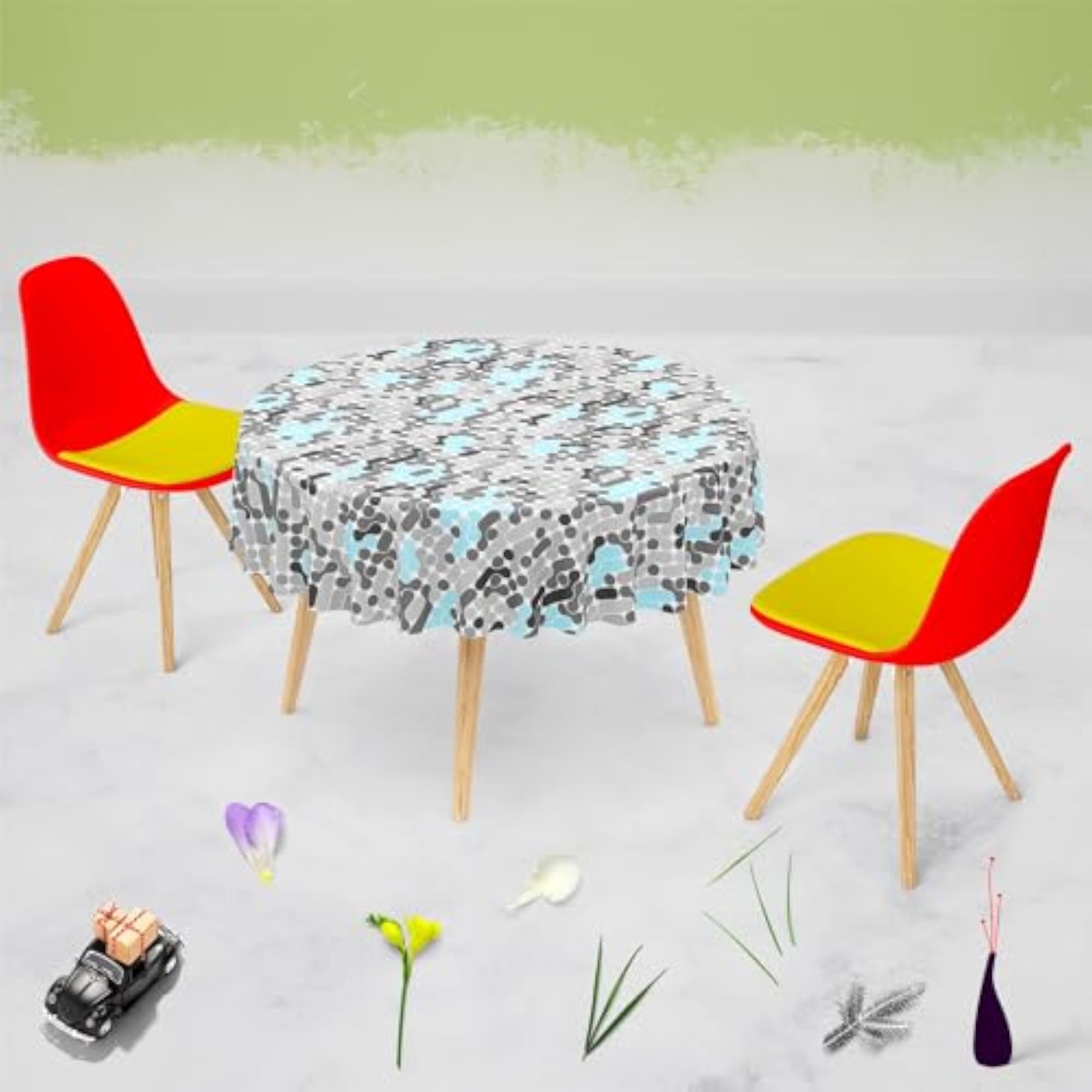 Abstract Geometric Cotton Canvas Table Cloth Cover for Dining & Center Table